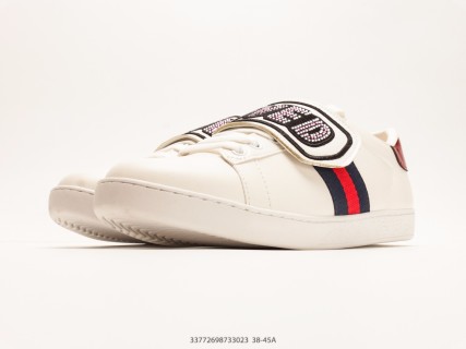 Gucci Ace Sneaker White Navy Red Crystal Patch Low Top 1:1 Rep view 5
