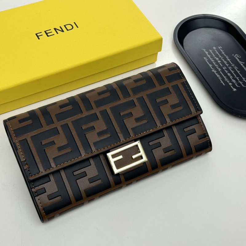 Fendi Zucca Long Wallet Black Brown Monogram