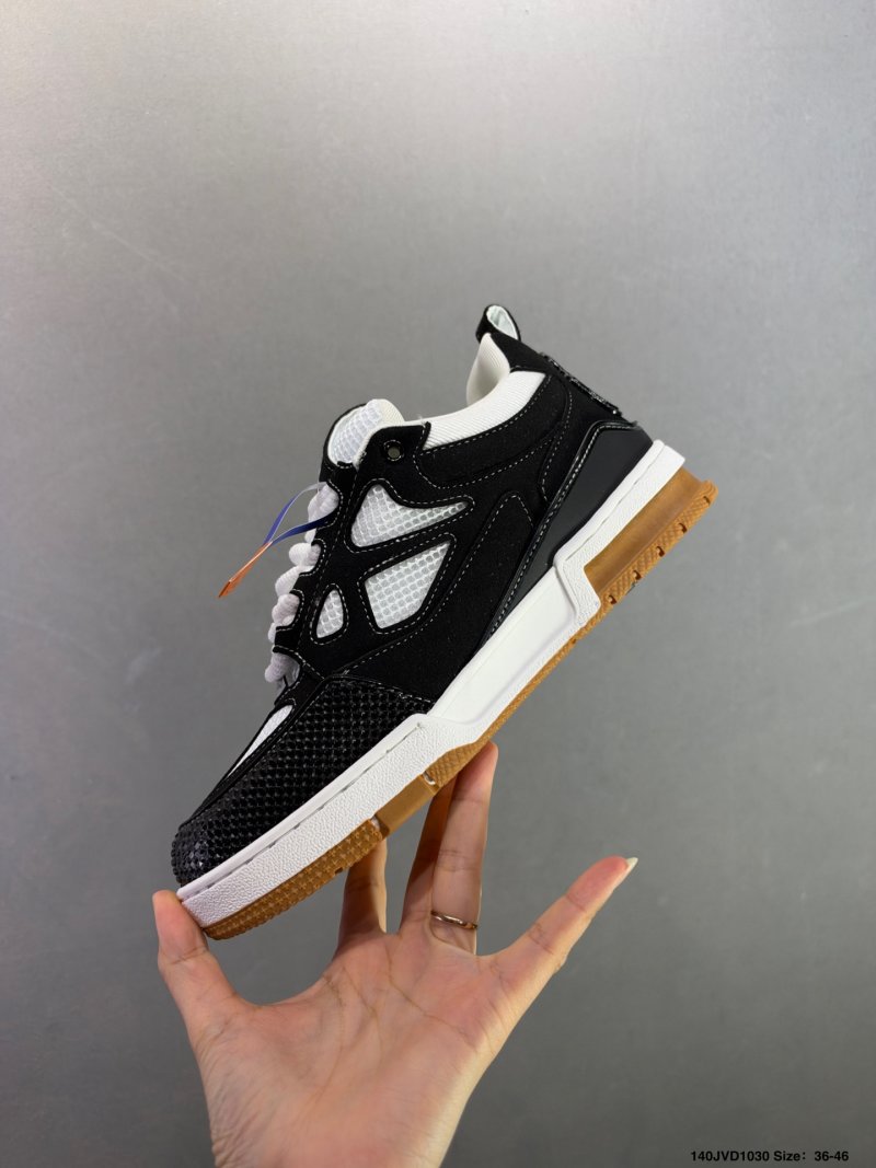 Louis Vuitton LV Trainer Black White Gold Colorway view
