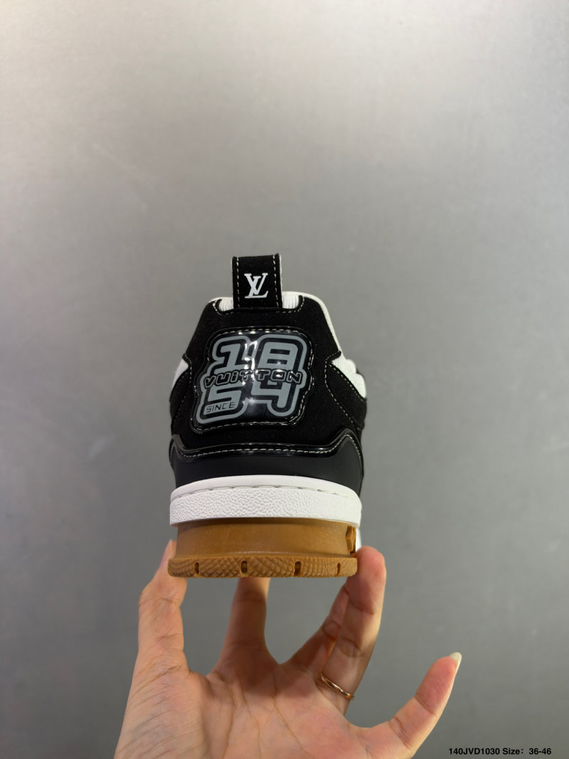 Louis Vuitton LV Trainer Black White Gold Colorway view
