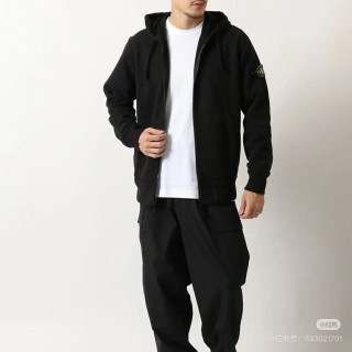 Stone Island Black Zip Hoodie Compass Badge view 2