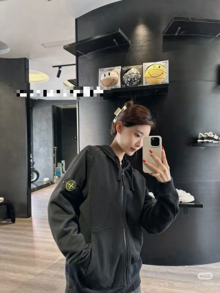 Stone Island Black Zip Hoodie Compass Badge view 5