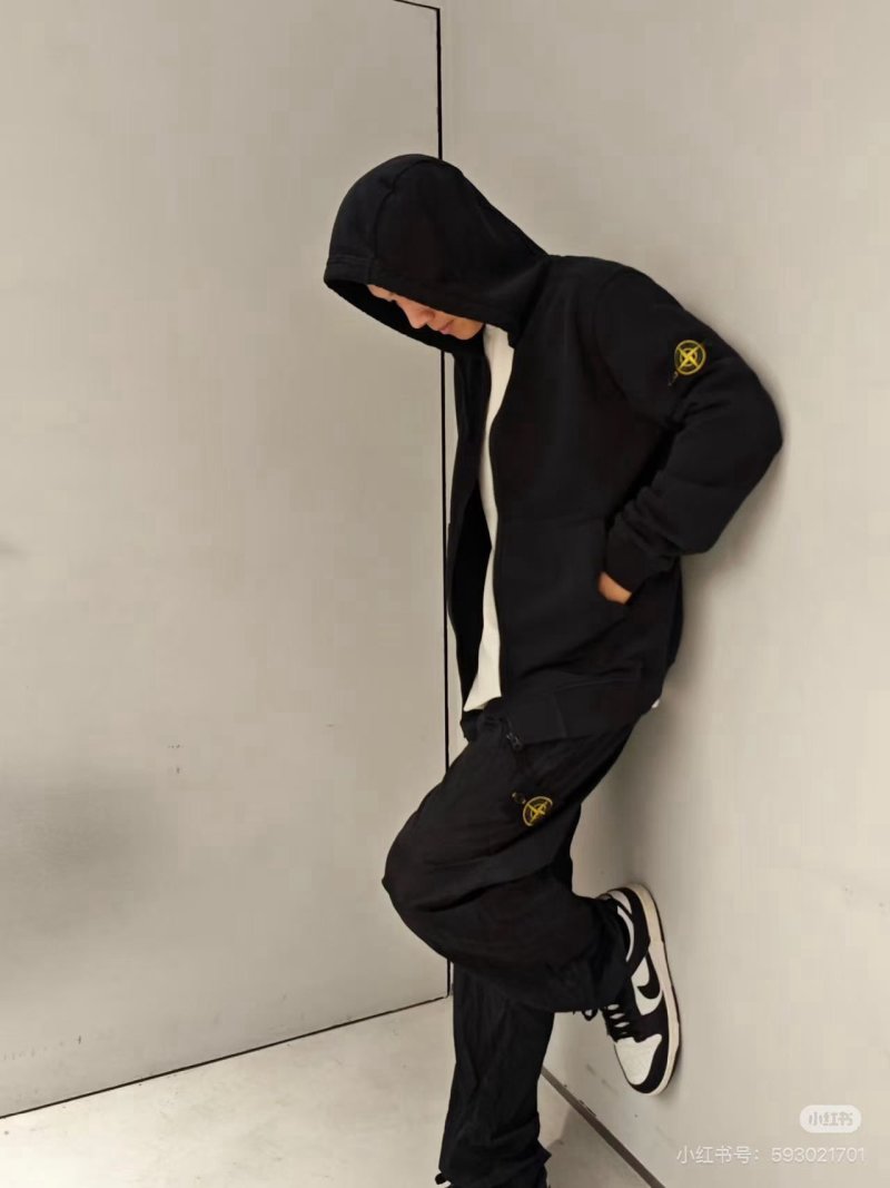 Stone Island Black Zip Hoodie Compass Badge view