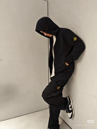 Stone Island Black Zip Hoodie Compass Badge view 6
