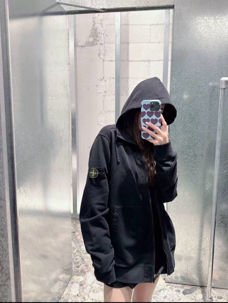 Stone Island Black Zip Hoodie Compass Badge view