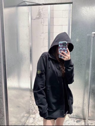 Stone Island Black Zip Hoodie Compass Badge view 8
