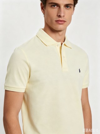 Ralph Lauren Custom Slim Fit Polo Shirt Cream view 3