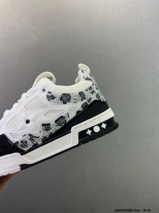 Louis Vuitton LV Trainer White Black Monogram Low-Top Sneaker view 8