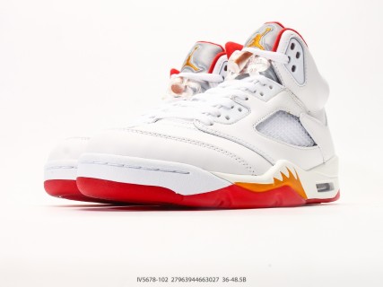 Jordan Air Jordan 5 Retro High White Fire Red Yellow view 5