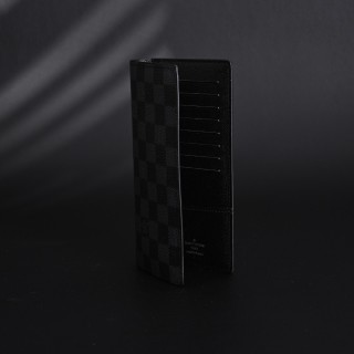 Louis Vuitton Brazza Monogram Eclipse Checkered Wallet Black view 3