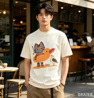 Gucci Donald Duck Cream Cotton Graphic Tee view 4