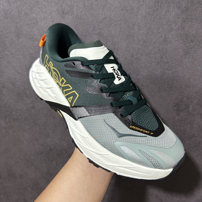 HOKA Speedgoat 7 Low Trail Running Shoe Sage Green White view