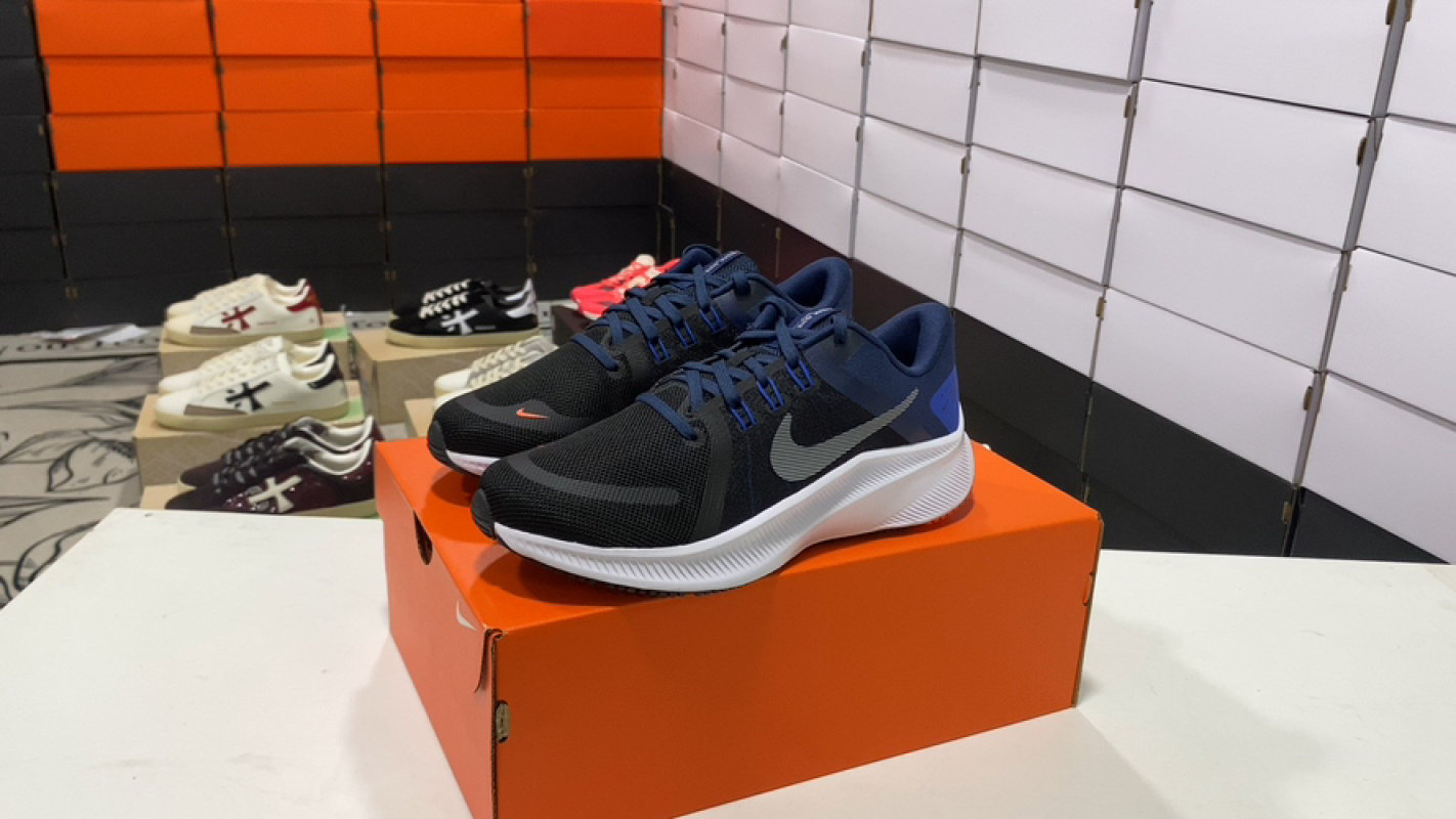 Nike Quest 4 Black Deep Royal Blue White Running Shoe