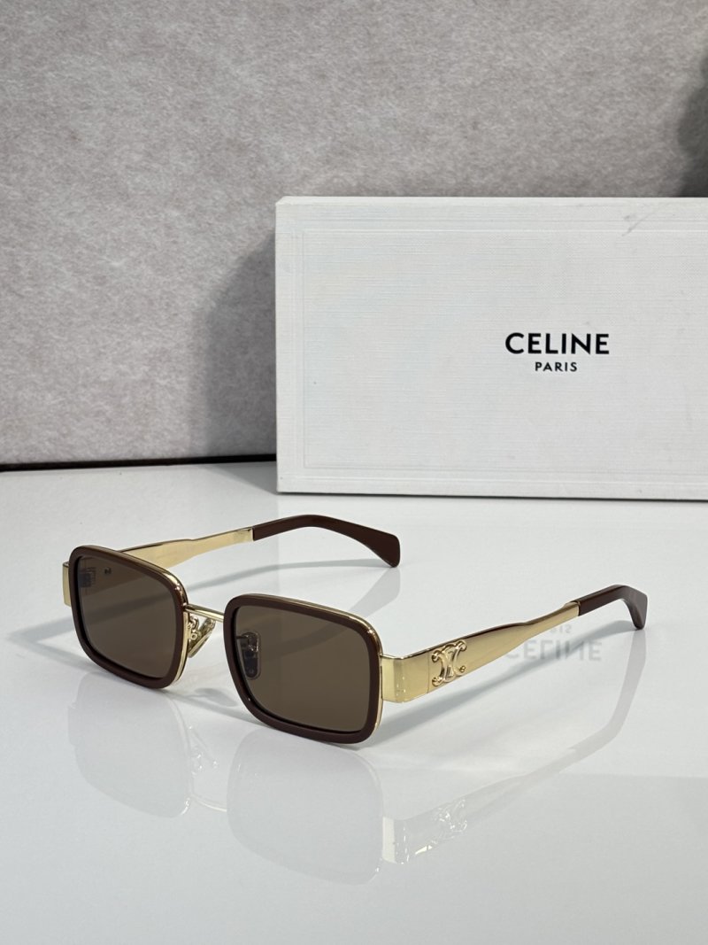 Celine CL40335F Square Sunglasses Gold Black Gradient view