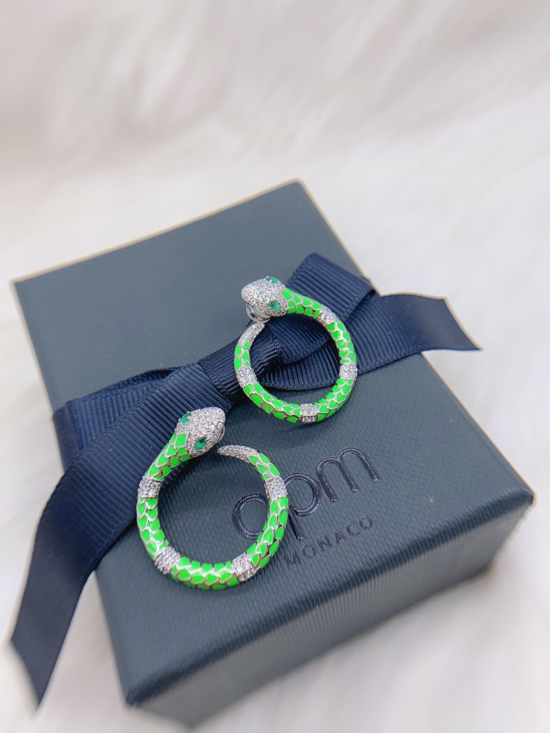 APM Monaco Neon Green Serpent Circle Earrings view