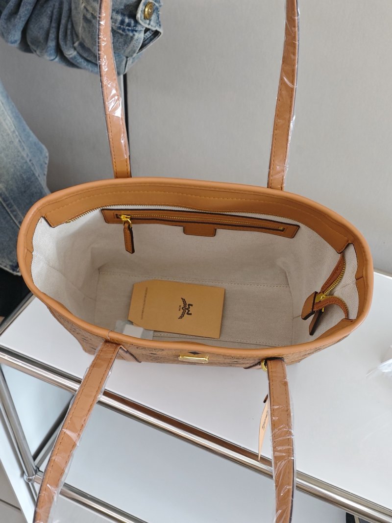 MCM Visetos Small Tote Bag Cognac Monogram view