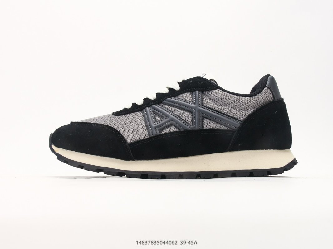 Armani Exchange AX Suede Nylon Low-Top Sneaker Black Grey