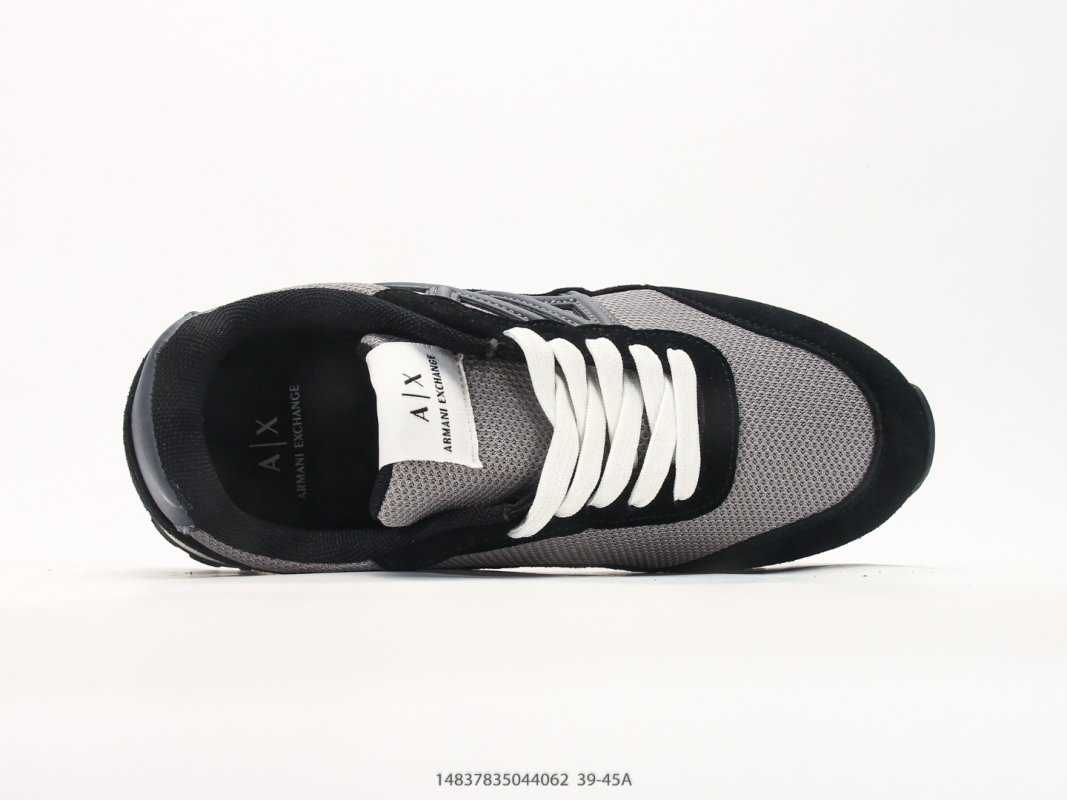 Armani Exchange AX Suede Nylon Low-Top Sneaker Black Grey view
