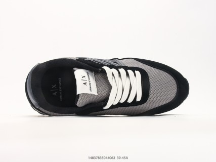Armani Exchange AX Suede Nylon Low-Top Sneaker Black Grey view 3