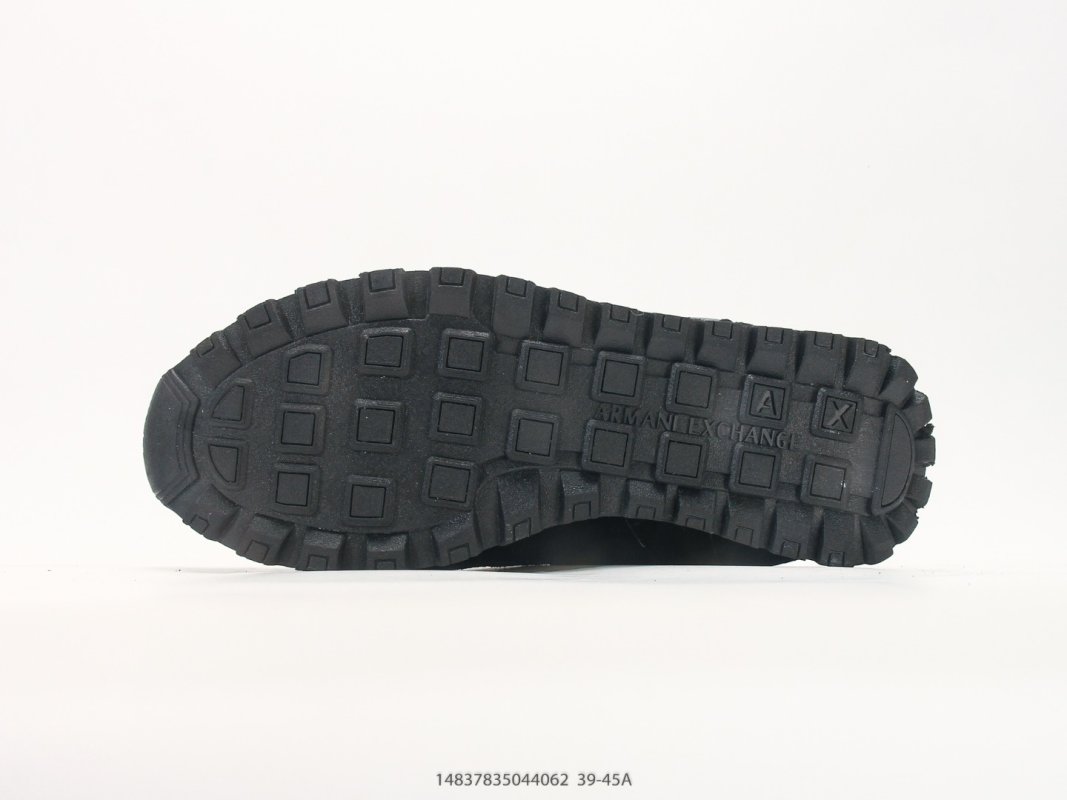 Armani Exchange AX Suede Nylon Low-Top Sneaker Black Grey view