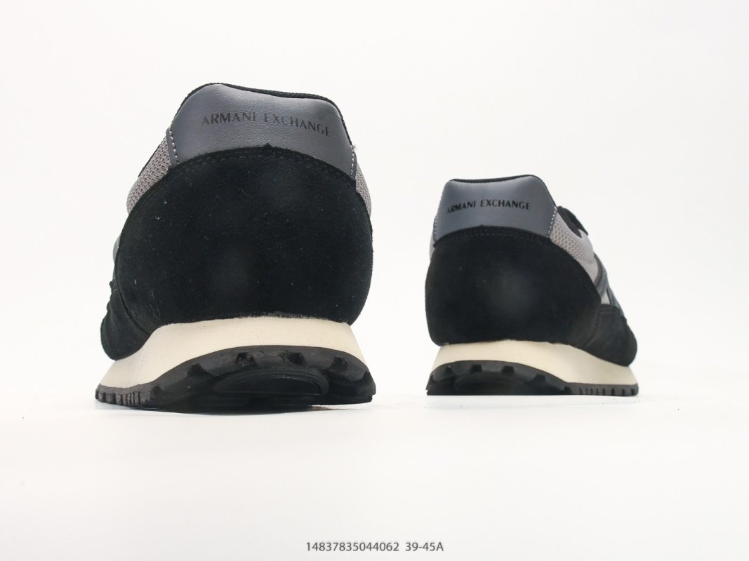 Armani Exchange AX Suede Nylon Low-Top Sneaker Black Grey view