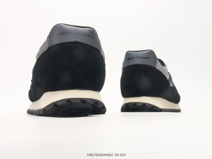 Armani Exchange AX Suede Nylon Low-Top Sneaker Black Grey view 6