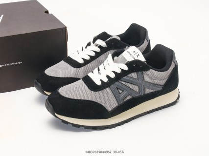Armani Exchange AX Suede Nylon Low-Top Sneaker Black Grey view 9