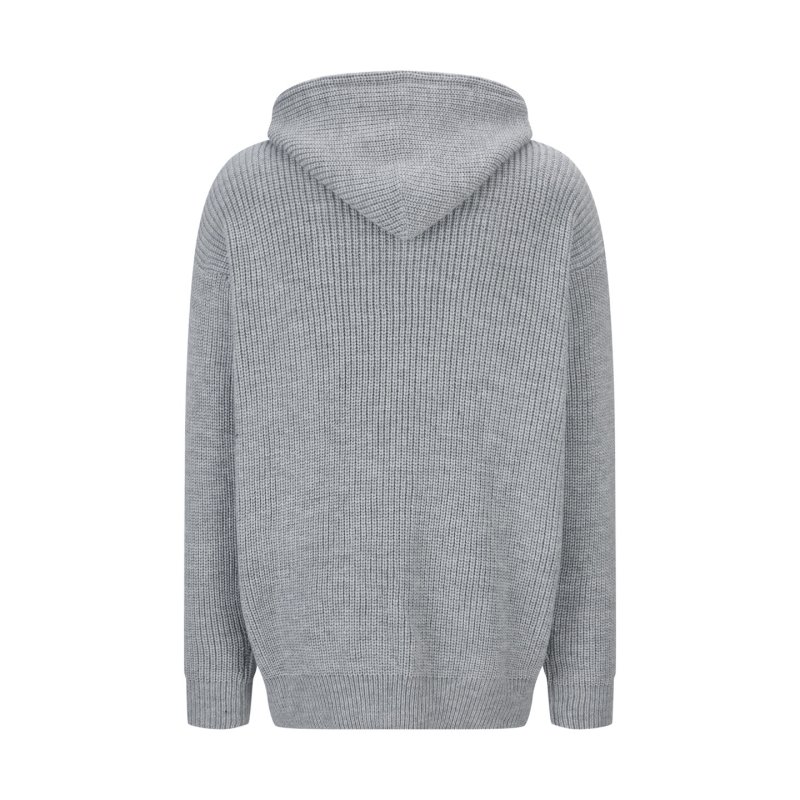 Celine Triomphe Embroidered Wool Hoodie Grey view