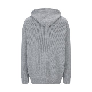 Celine Triomphe Embroidered Wool Hoodie Grey view 2