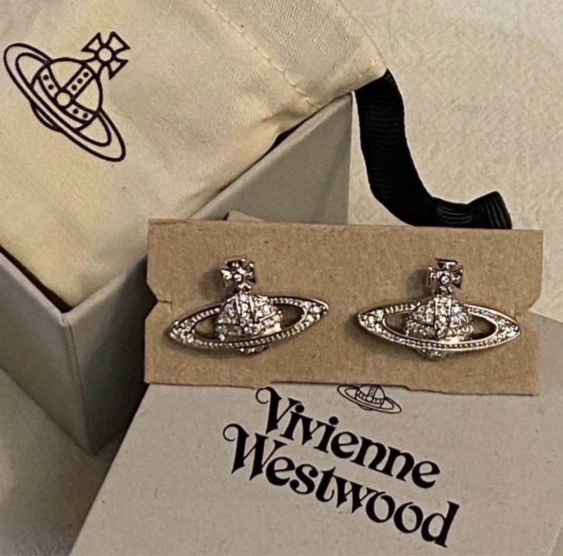 Vivienne Westwood Saturn Replica Earrings - Silver Crystal