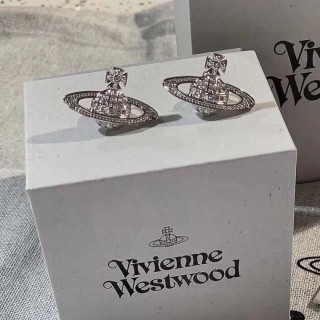 Vivienne Westwood Saturn Replica Earrings - Silver Crystal view 4
