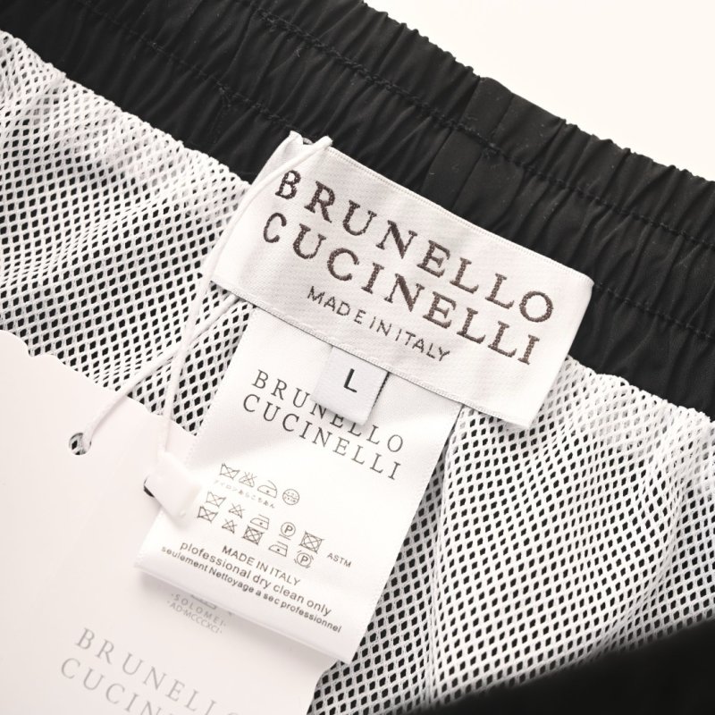 Brunello Cucinelli Logo Embroidered Beach Shorts Black view