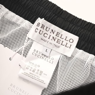 Brunello Cucinelli Logo Embroidered Beach Shorts Black view 5