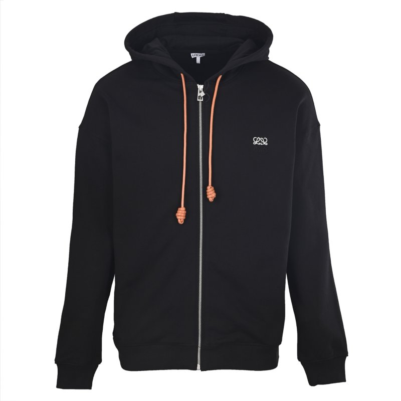 LOEWE Dual-Tone Embroidered Zip Hoodie Black