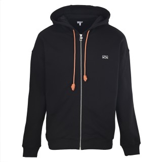 LOEWE Dual-Tone Embroidered Zip Hoodie Black