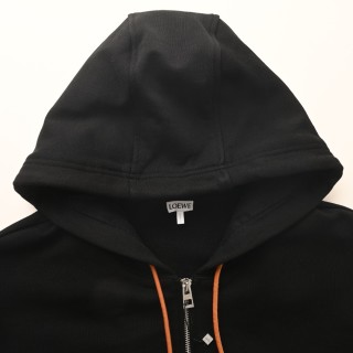 LOEWE Dual-Tone Embroidered Zip Hoodie Black view 4
