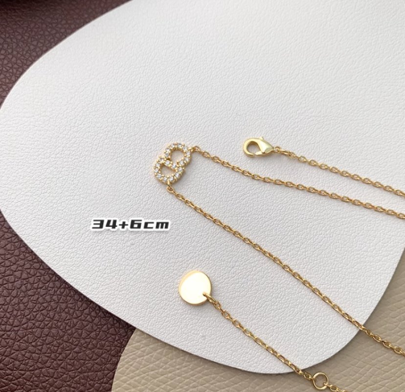 Dior Clair D Lune CD Letter Pendant Necklace Silver view