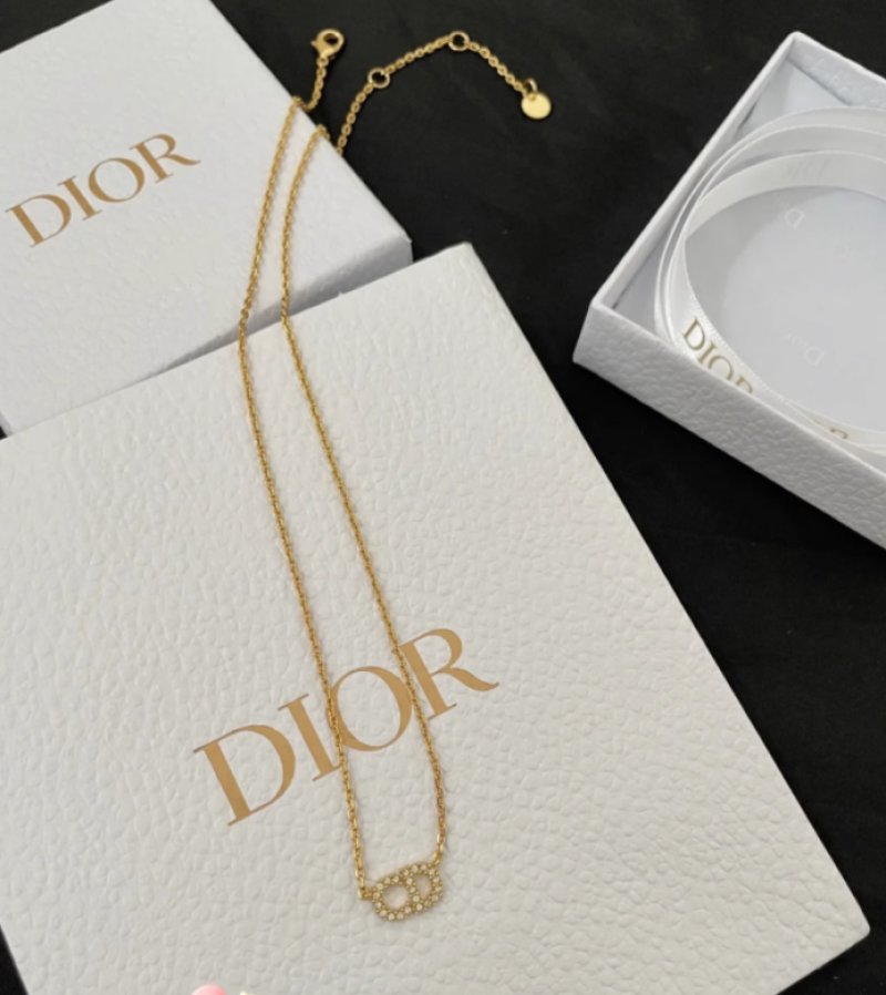 Dior Clair D Lune CD Letter Pendant Necklace Silver view