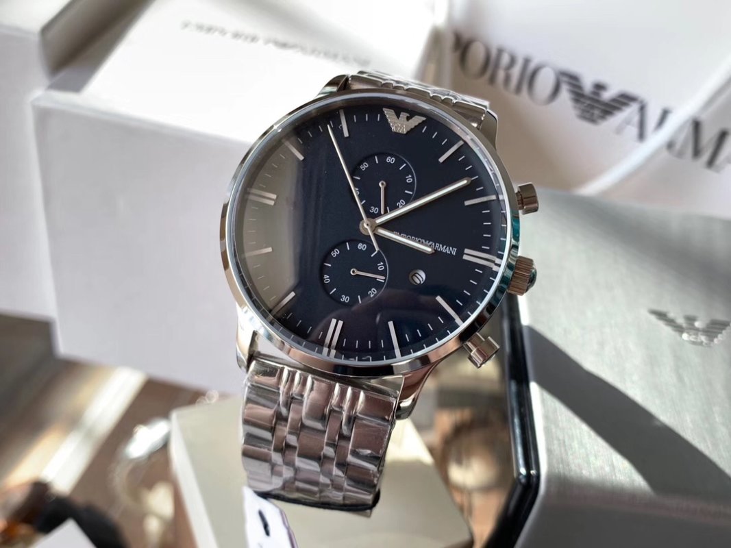 Armani AR1648 Silver Steel Band Quartz Watch 43mm view