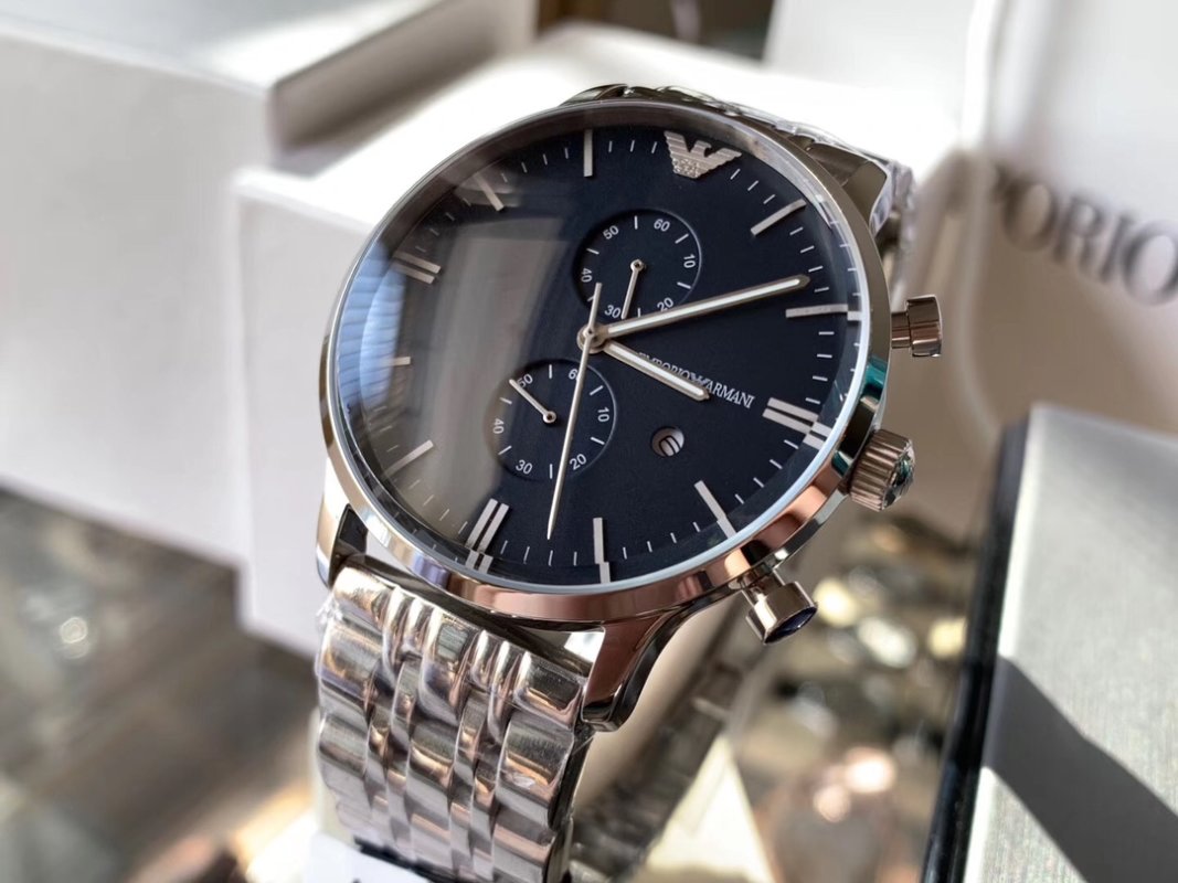 Armani AR1648 Silver Steel Band Quartz Watch 43mm view