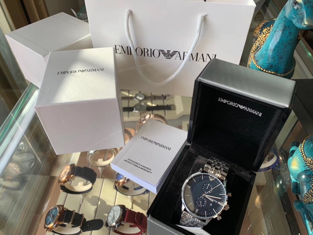 Armani AR1648 Silver Steel Band Quartz Watch 43mm view