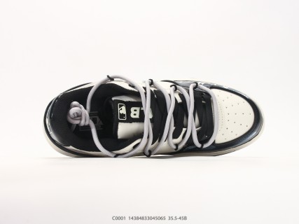 MLB Chunky Liner Basic Black White Leather Sneaker view 3