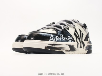 MLB Chunky Liner Basic Black White Leather Sneaker view 5