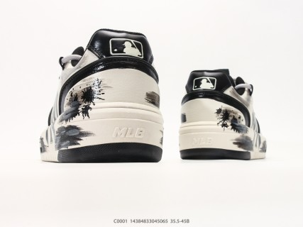MLB Chunky Liner Basic Black White Leather Sneaker view 6