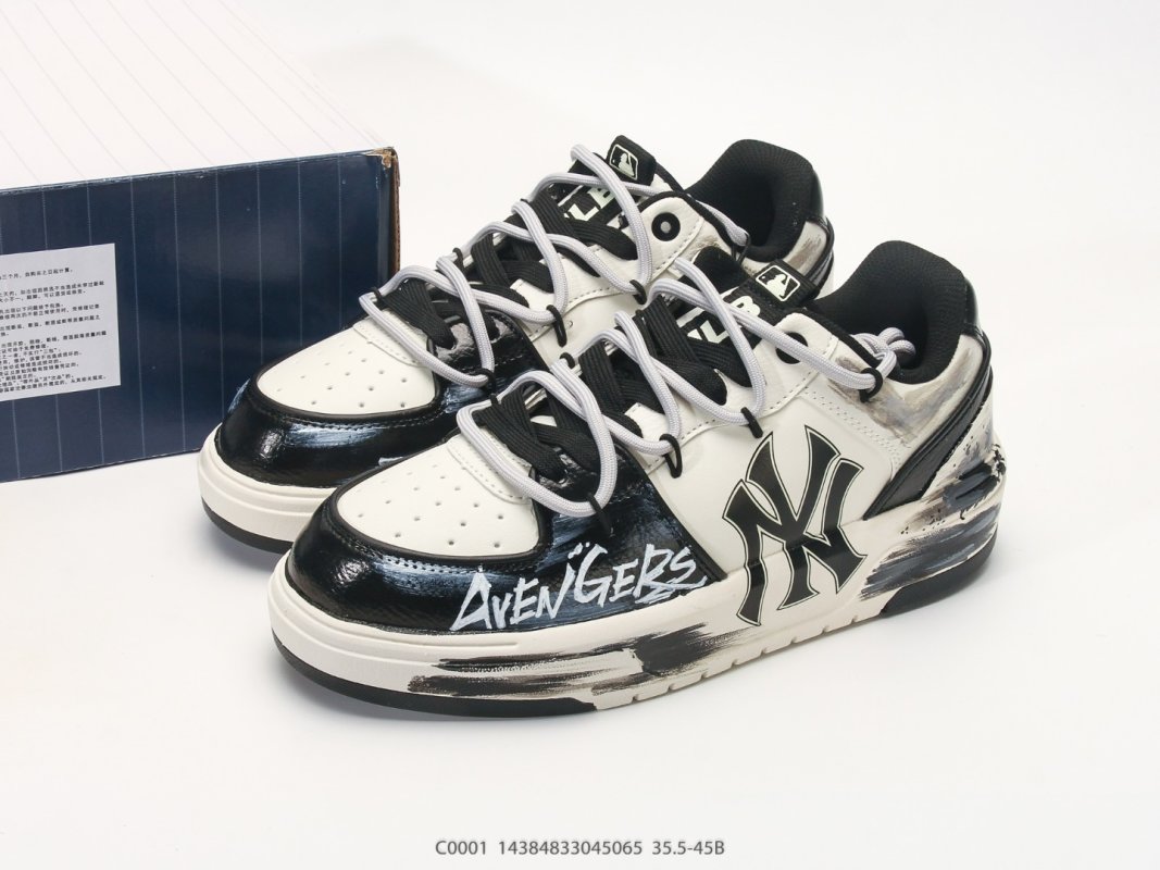 MLB Chunky Liner Basic Black White Leather Sneaker view