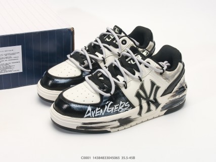 MLB Chunky Liner Basic Black White Leather Sneaker view 9
