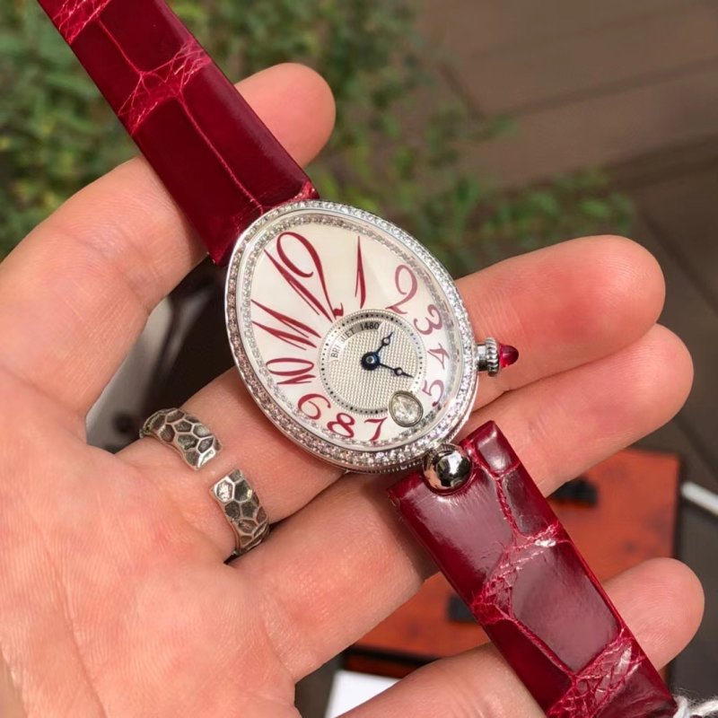 Cartier Ballon Bleu Wine Red Leather Watch Replica view