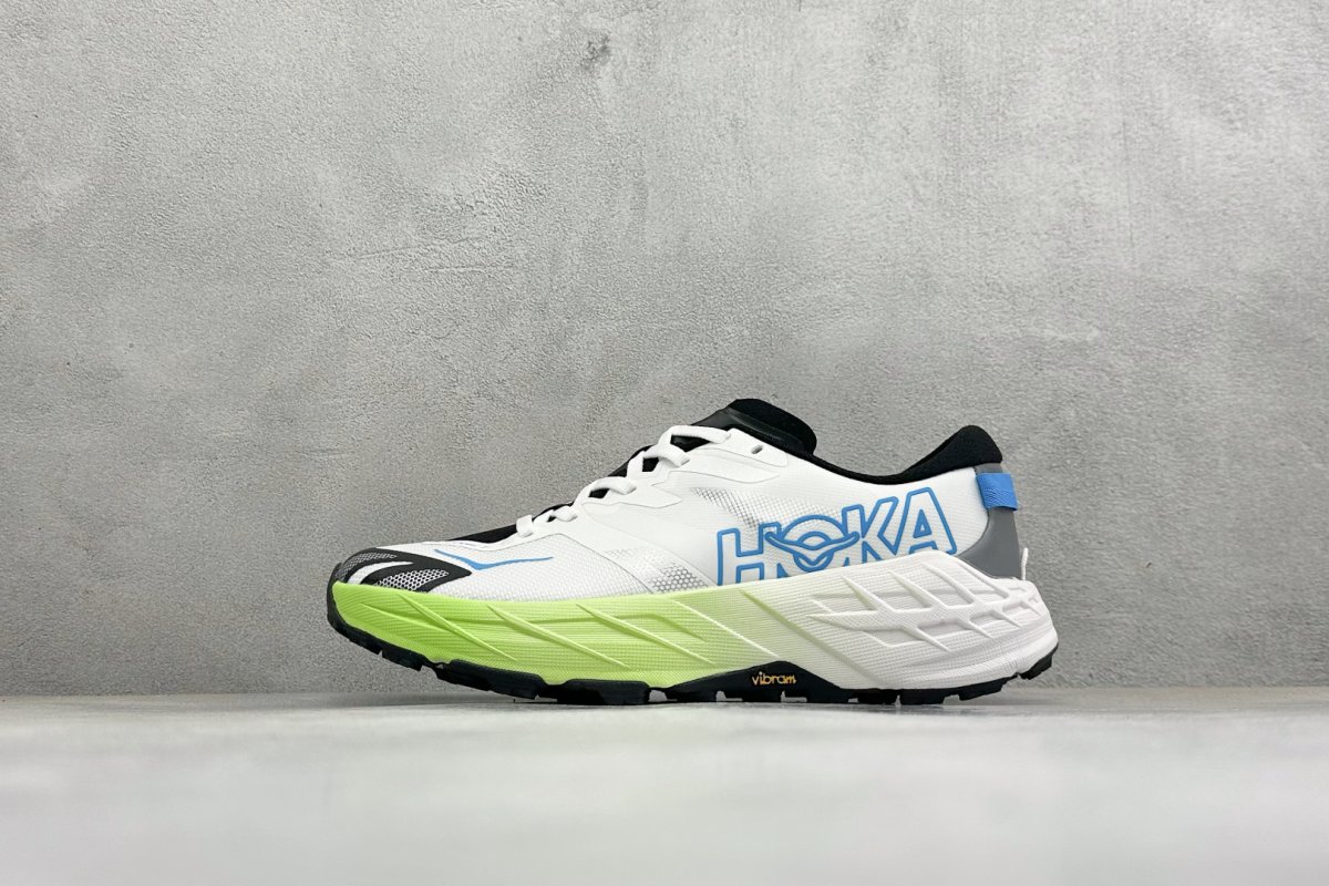 HOKA Speedgoat 7 Trail Running Shoe White Lime Blue