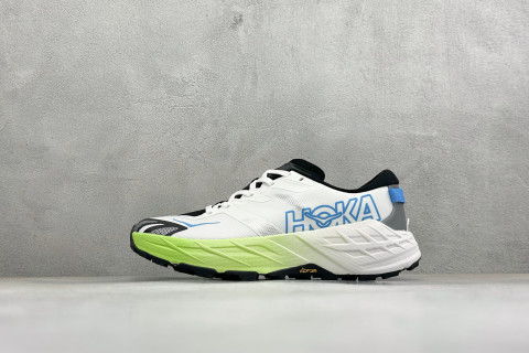 HOKA Speedgoat 7 Trail Running Shoe White Lime Blue