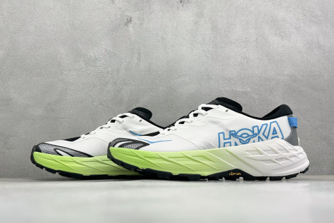 HOKA Speedgoat 7 Trail Running Shoe White Lime Blue view 5